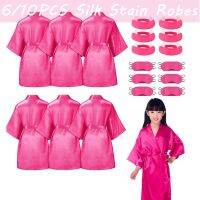 6/10Pcs Set Children 39;s Silk Stain Pure Kimono Wedding Dressing Gown Kimono Robes Bridal Lingerie Sleepwear for Birthday Girls