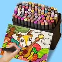 Dual Tip Oil-based Markers Pen Full Set of Black Rods 24/80colors Sketching Drawing Bagged School for Kids Art Supplies Manga