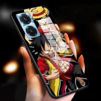 เคสสำหรับ VIVO Y77 5G BL Luffy เคสกระจกนิรภัยมันวาวเคสโทรศัพท์ฝาครอบกันกระแทก