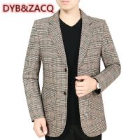 DYB ZACQ เสื้อสูทผู้ชายแบบลำลองธุรกิจเหมาะกับผู้ชาย,เสื้อโค้ทเทรนด์เข้ารูปเสื้อตัวเดียว