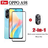 OPPO A98กระจกนิรภัยสำหรับ Oppo A38 2 In 1เต็มความคุ้มครองปกป้องหน้าจอฟิล์มแก้วป้องกัน