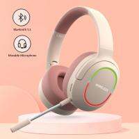 ZZOOI Headphones Blutooth 5.1Headsets Gamer Surround Sound Stereo Wireless Earphone With MicroPhone Colourful Light PC Laptop Earpiece