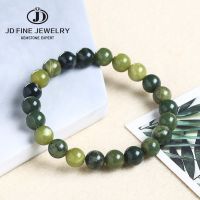 JD หินธรรมชาติแคนาดาสีเขียว Jades สร้อยข้อมือลูกปัดผู้หญิง Emerald Agate Vintage Strand กำไลข้อมือหญิงสายรัดข้อมือฤดูร้อนของขวัญ-fbgxbgdbnxxfn