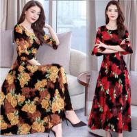 COD ◆▨✐ The Outline Shop27dgsd6gfd S-4XL womens dress plus size Short sleeve Bohemian floral long dress