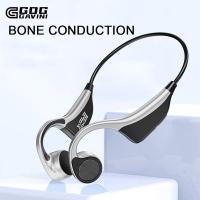 ZZOOI Real Bone Conduction Earphone Bluetooth Wireless Headphone Waterproof Sports Headset Music HiFi Bass 8GB Memory with Mic Earbuds