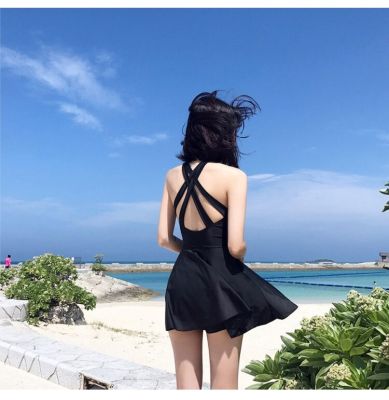 ：《》{“】= 2023 Korea Style One Piece Women Swimsuit Conservative Monokini Hot Spring Swimwear Backless Skirt Holiday Beachwear