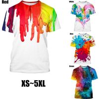 Summer New Style 3DT Printed Shirt Mens Fashion Splash Ink Graphic T-shirt Unisex Round Neck Casual Fashion Short-sleeved Shirt