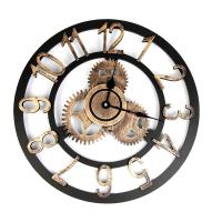 Retro 3D Wall Clock Industrial Style Vintage Clock Steampunk Gear Wall Roman Numeral Horologe European Style Home Decoration