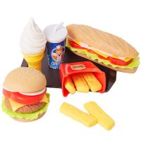 Children Pretend Simulation Food Toys Baby Play House Hamburger Hot dog French Fries Kitchen Set Toys Fast Food Educational Toys