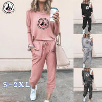 2021 Winter Womens Suit JOTT Printed Trend Pattern Two-piece Sports Pullover Solid Color Casual Fashion Jogging Female Clothing