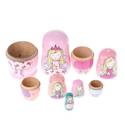 5PCS Angel Princess Russian Nesting Dolls Wooden Matryoshka Dolls Kids Toy Gift D0JC