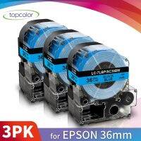 【Limited stock】 Topcolor 3PK 36มิลลิเมตร SC36BW เข้ากันได้ Epson KingJim เทปฉลากสีดำบนสีฟ้า LK-7LBP สำหรับ Epson เครื่องพิมพ์ฉลาก KingJim เครื่องพิมพ์ดีด