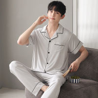 Fast Shipping Factory Outlet Large -Size Pajamas MenS Summer Modal 200 Catties Short -Sleeved Long Pants Home Clothing