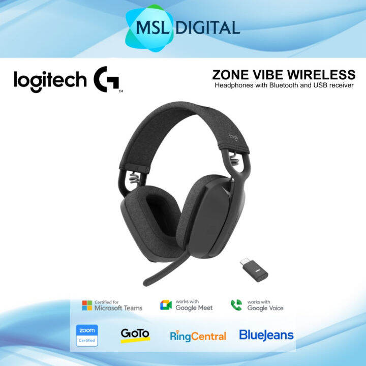 Logitech Zone Vibe Wireless Headset (Graphite) | Noise-cancelling ...