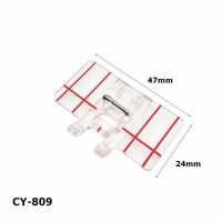 ตีนผีเย็บขนาดCY-809ตีนผีพื้นใส ปักลายผ้า มีขีดเเดงบอกระยะ ตีนผีสำหรับจักรเย็บกระเป๋าหิ้ว Janome/Elna/Elvira/Bernette/Brother/Singer