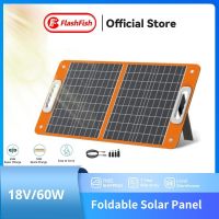 FlashFish แผงโซล่าเซลล์ 18V 60W Solar Panel แผงเซลล์แสงอาทิตย์แบบพกพา Solar Cell ด้วย Type-C Charger  ตั้งแคมป์กลางแจ้