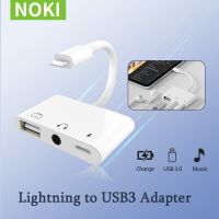 Lightning iPhone to USB3 OTG Camera Adapter 3.5mm Headphone Audio Jack Splitter for iPhone14/13/12/iPad with Charging