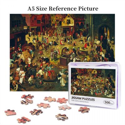 Pieter Bruegel The Elder - The Fight Between Carnival And Lent, 1559 Wooden Jigsaw Puzzle 500 Pieces Educational Toy Painting Art Decor Decompression toys 500pcs