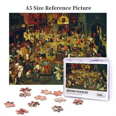 Pieter Bruegel The Elder - The Fight Between Carnival And Lent, 1559 Wooden Jigsaw Puzzle 500 Pieces Educational Toy Painting Art Decor Decompression toys 500pcs