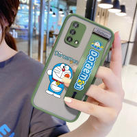 UCUC (สายรัดข้อมือ) เคสมือถือ เคสโทรศัพท์ เคส OPPO A74/4G Frosted กลับการ์ตูน Doraemon เคสมือถือ เคสโทรศัพท์ เคสสาวนุ่มขอบฝาครอบเลนส์ป้องกันเลนส์โทรศัพท์บางเฉียบกรณี