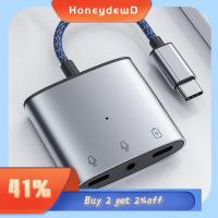 HONEYDEWD 3 in 1 ชาร์จเร็ว ตัวแยก อะแดปเตอร์เสียง Type-C ช่องเสียบหูฟัง สายแปลงสัญญาณ USB C ถึง3.5มม