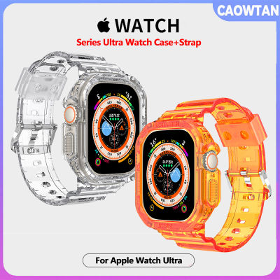 Sport Clear Band สำหรับ Apple Watch Ultra TPU Case สร้อยข้อมือซิลิโคนใสสำหรับ I Watch Series 8 Ultra 49MM Accessories