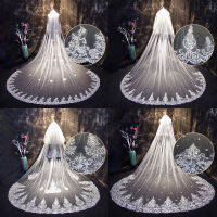 2019 New 4 Meters One Layer Lace Tulle Long Wedding Veil New White Ivory 4 M Bridal Veil with Comb Velos De Novia 400CM