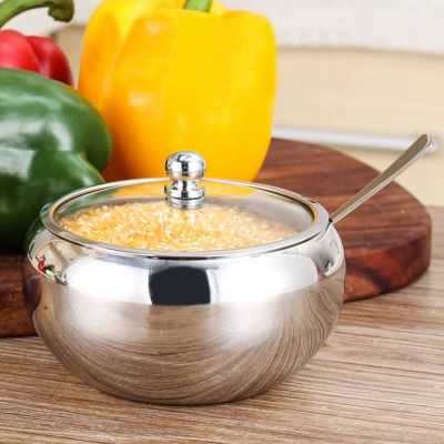 Seasoning Tank Spoon /Set Household Thicker Stainless Steel tank Coffee Jam Lid Salt Spoon Bowl Sugar Box Kitchen Cooking Tool