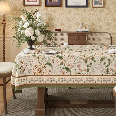 Table Cloth Waterproof Light Luxury Dining Table Tablecloth Rectangular Household Tea Table Cloth American Style Countryside