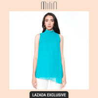 [EXCLUSIVE] [MILIN] Sheer chiffon ribbon on shoulder high neck sleeveless tunic  เสื้อแขนกุด คอสูง ทรงปล่อย ดีเทลสายยาวบริเวณไหล่ ผ้าชีฟอง Villa Top