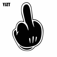 YJZT 10CMx15.6CM Middle Finger Window Nice Vinyl Decal Beautiful Car Sticker Black/Silver C27 0030