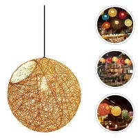 1pc Rattan Art Hemp Ball Chandelier Cafe Bar Decoration Light Ceiling Lamp Ball Room Coffee Shop Bar Counter Decorative Lamp