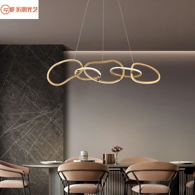 [COD] Post-modern light luxury design long five-ring restaurant chandelier minimalist special-shaped creative shape living room bar