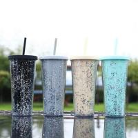 Portable Water Bottle Multifunction Iced Coffee Cup Glitter Iced Cold Drink Tea Drinkware Cup  Water-Filling