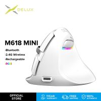 Delux M618 Mini เมาส์ไร้สาย เมาส์บลูทูธมีไฟ เมาส์บลูทูธ macbook android ipad windows ergonomic vertical mouse wireless bluetooth เมาส์ไร้สาย RGB Light