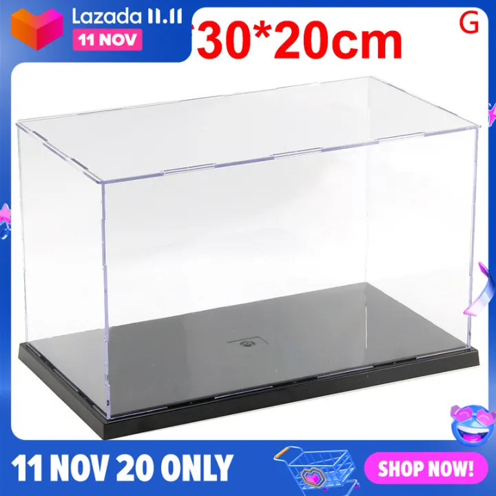 ¤ M H 30cm Perspex Acrylic Display Case H Box Plastic Base Dustproof ...