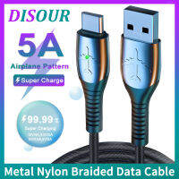 สาย5A ไนลอนพิมพ์ผิดประเภท/สายสายชาร์จแบตเตอรี่แบบสายถักไนลอนไมโคร USB โลหะ10V/4A 4.5V/5A 5V/4.5A 5V/2A พร้อมไฟหายใจสีสันสดใส