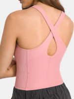Nepoagym SOUND Criss-Cross Tank Top Slim Fit Sleeveless Yoga Shirt Brushed Women Workout Top Sports Shirt with Padded Bra