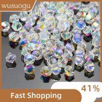 WUSUOGU 720 PCS 4mm ครับ ลูกปัดคริสตัล bicone กระจกสำหรับผู้หญิง Bicone สำหรับขี่จักรยาน ลูกปัดคริสตัลคริสตัล ต่างหูรูปดอกไม้ แฟเซ็ท ลูกปัดแก้วคริสตัล งานฝีมือทำเครื่องประดับ DIY