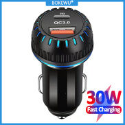 BOKEWU Bộ Sạc Xe Hơi USB 30W Bộ Chuyển Đổi Sạc Nhanh Xe Hơi USB Type