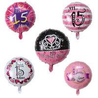 【cw】 10Pcs/Lot Inch Pink Mis Quince Round Foil Balloons Spanish Fifteen 15th Birthday Decorations 15 Years Old Ballons 【hot】