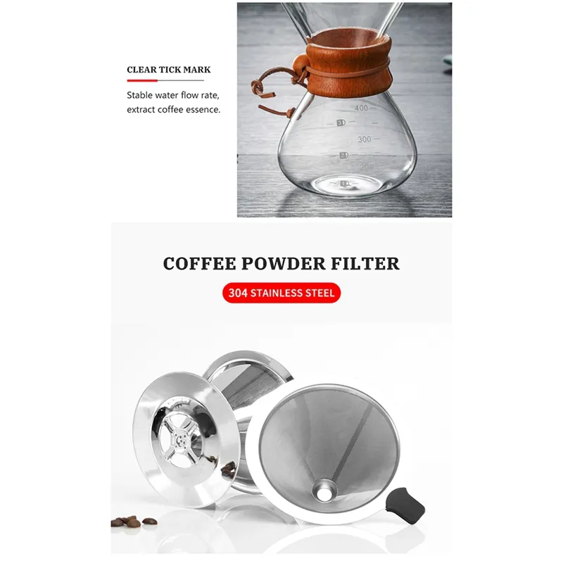 Classic Glass Pour Over Coffee Maker - Heat Resistant Glass