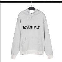 2023 NEWPlus ขนาดหมอกด้ายคู่ ESSENTIAL หลวมโลโก้ถัก Jacquard Casual เสื้อแขนยาว Hooded เสื้อกันหนาว