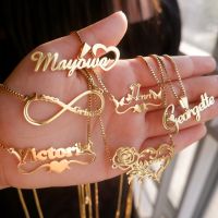 Custom Stainless Steel Gold Box Chain Name Necklace for Women Customized Personalized Fashion Nameplate Pendant Jewelry Necklace