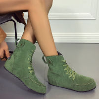 New Flats Chelsea Botas 2022 Winter Fashion Boots Plus Size Ankle Boots Short Plush Lace-up Women Shoes Plafrom Mujer Zapatos