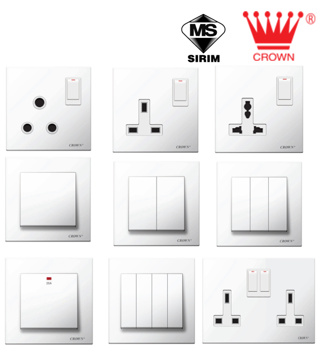 Crown Switch Socket Outlet Ce Series Sirim Approved   Switch Socket 