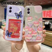 DKHORSING เคสโปร่งใสใหม่สำหรับ VIVO Y17S เคสโทรศัพท์กระเป๋าใส่บัตรนิ่มแบบดอกไม้ผีเสื้อน่ารัก Vivo Y17s 2023หรูหราฝาครอบหลังซิลิโคน VIVOY17S