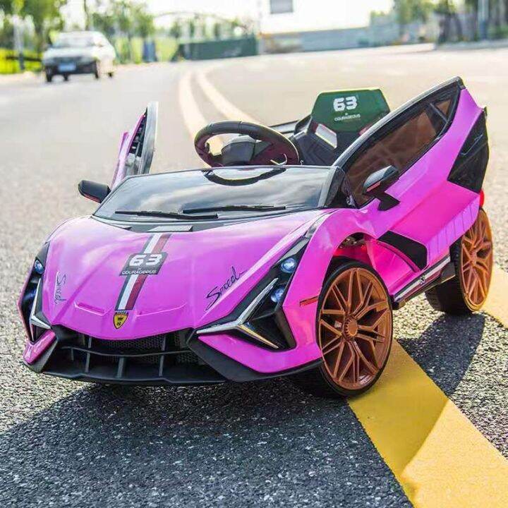 Children's electric car remote control fourwheeled stroller can sit on