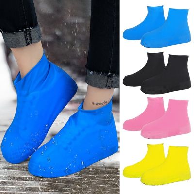 Elastic Waterproof Shoe Cover Outdoor Rain Boots Silicone Anti Slip Rain Shoe Cover PVC Portable Mid Thickened Latex Shoe Cover Shoes Accessories