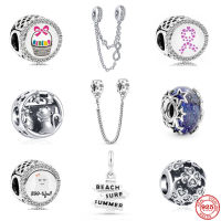 NEW 925 Silver Charm Star Glass Bead Cake Cat Beach Chain Fit S925 Pandora Original Bracelet Charms Beads For Women DIY Jewelry